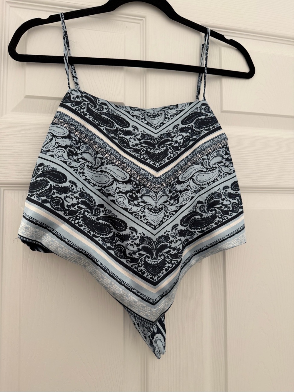 Blue Paisley Handkerchief Hem Cami Top